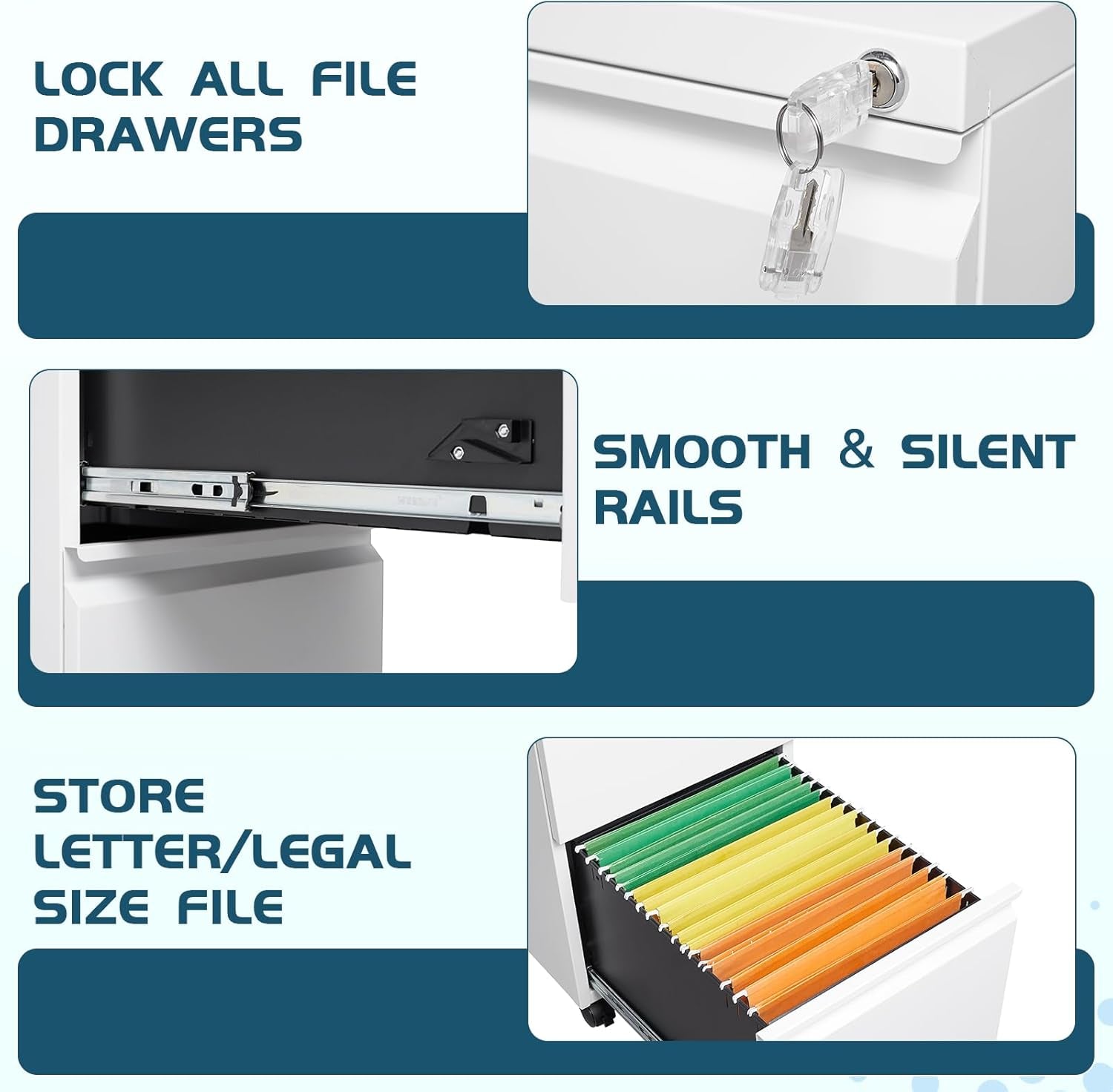 2 Drawer File Cabinet with Lock, Home Office Filing Cabinets on