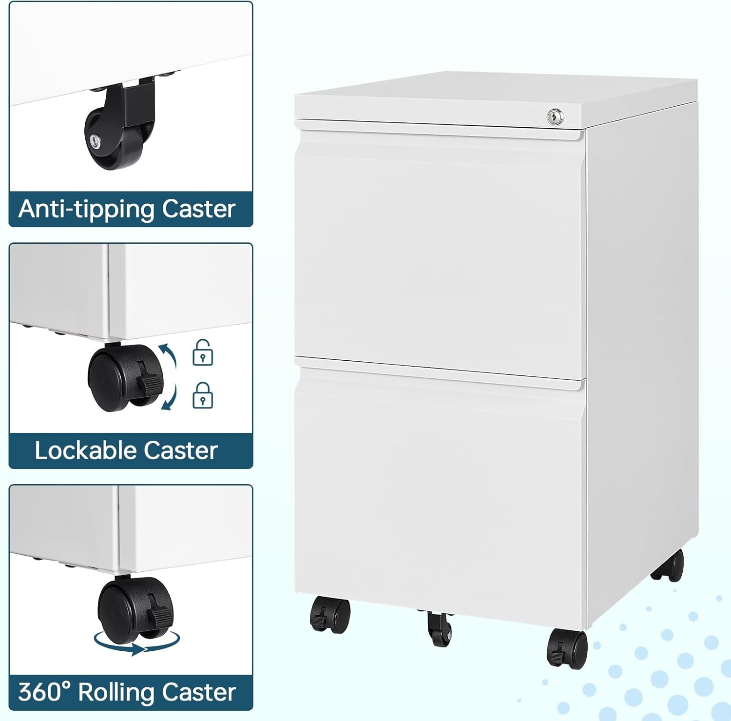 2 Drawer File Cabinet with Lock, Home Office Filing Cabinets on
