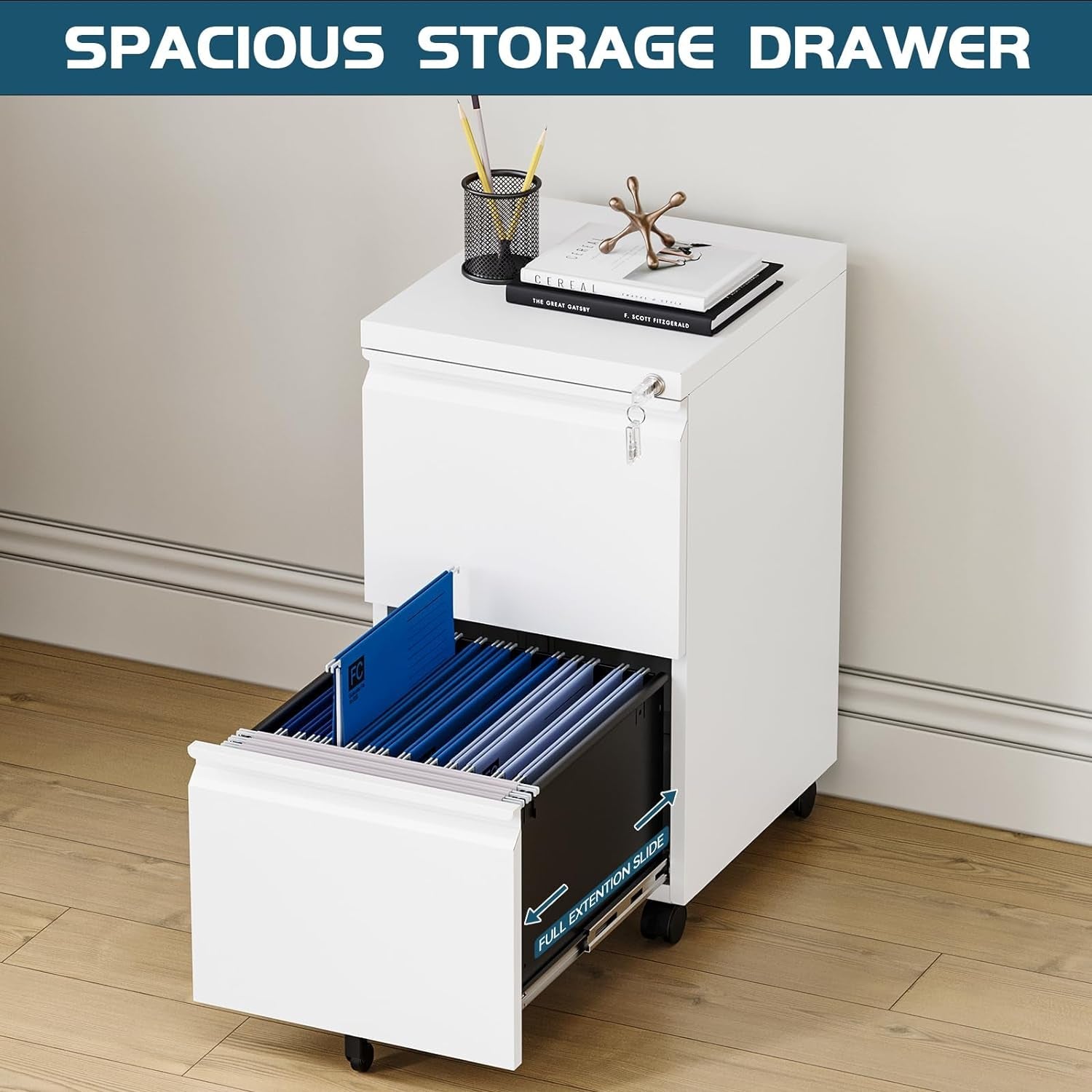 2 Drawer File Cabinet with Lock, Home Office Filing Cabinets on