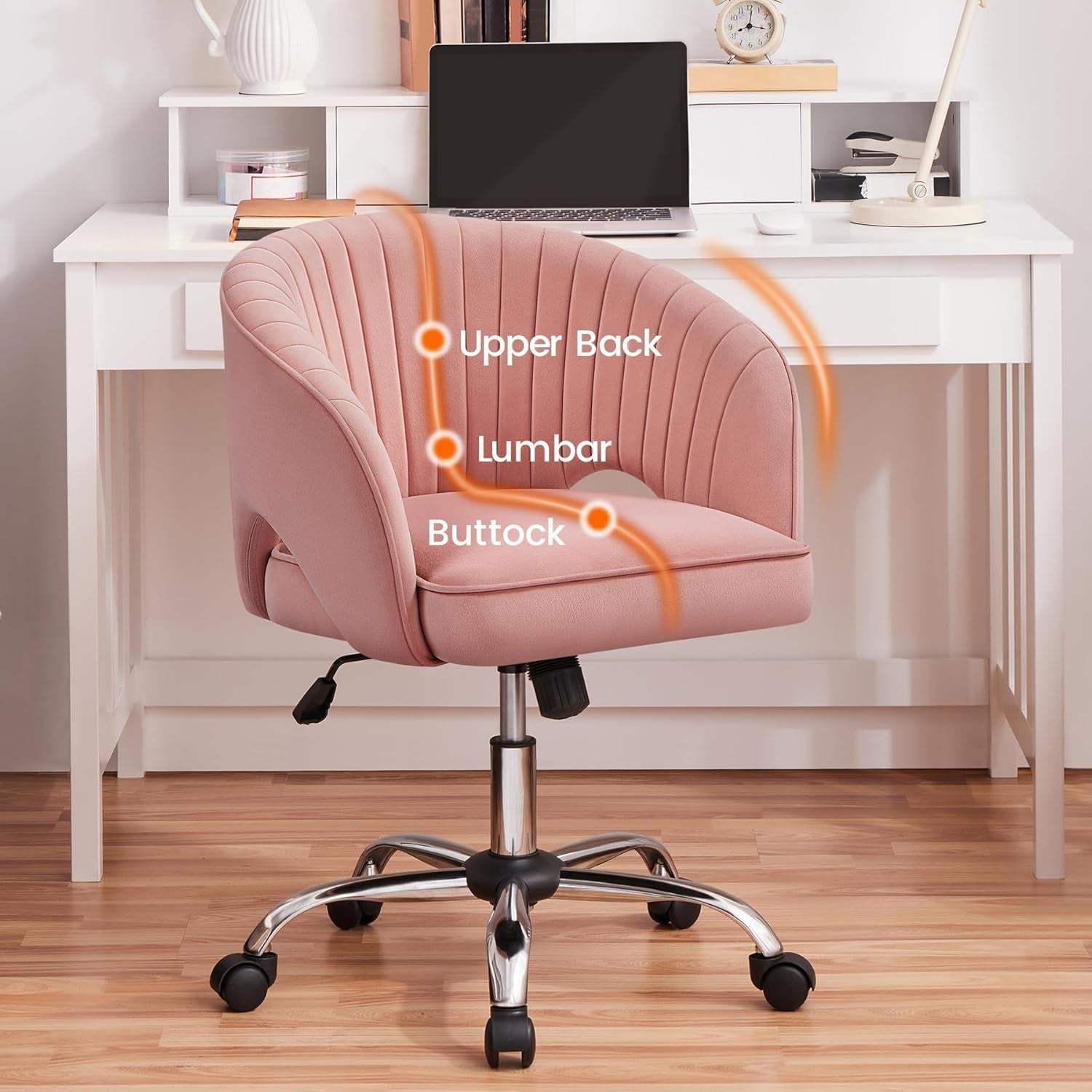 Pink Desk Chair Vanity Chair with Back Home Office Chair Cute Desk