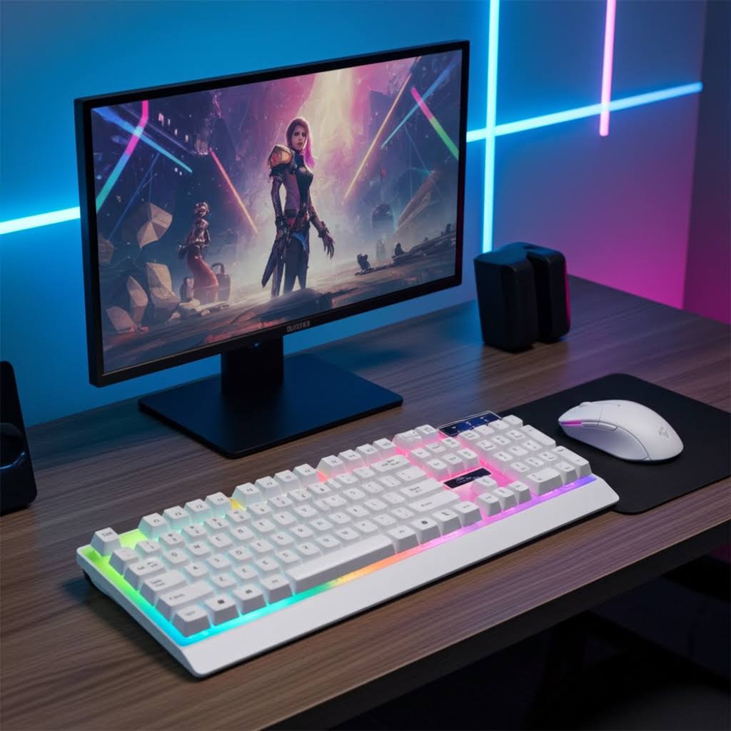 Ninja Dragons White Knight Gaming Keyboard and Mouse Set