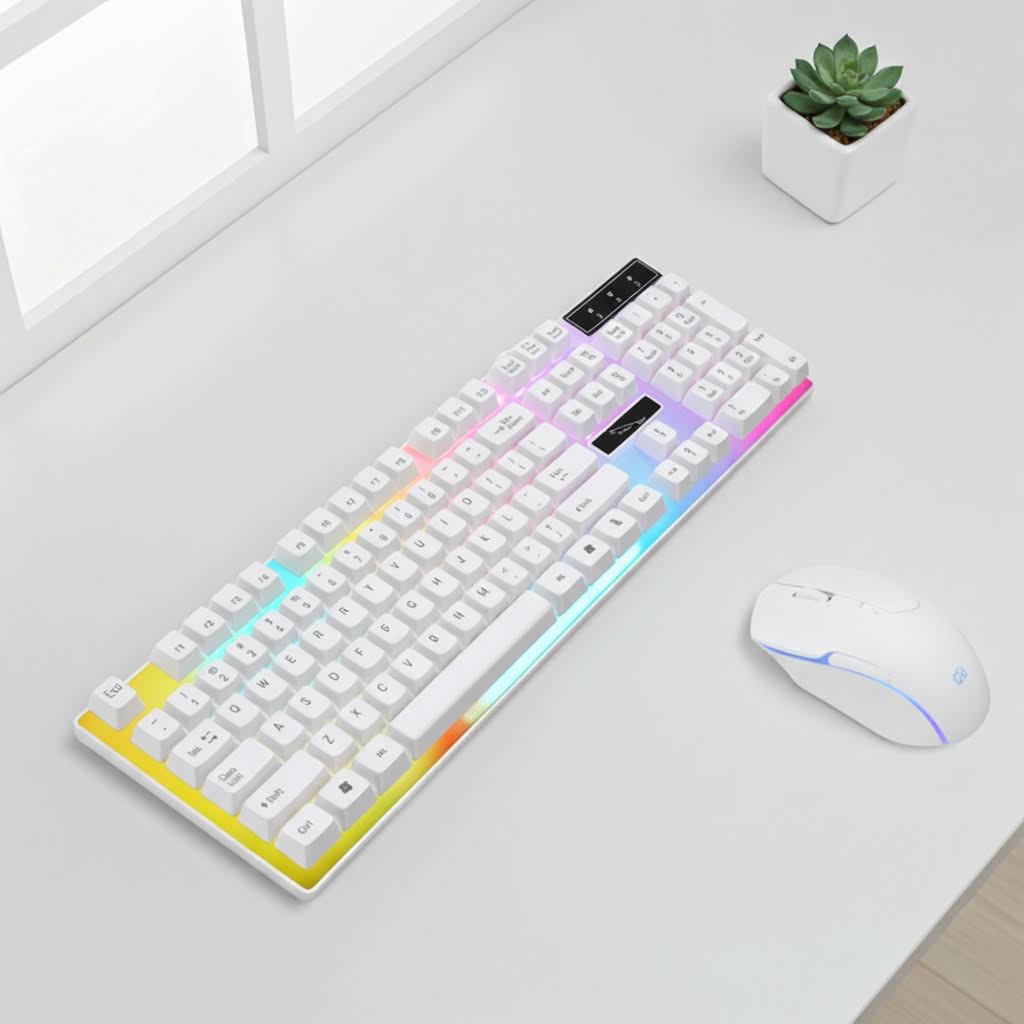 Ninja Dragons White Knight Gaming Keyboard and Mouse Set