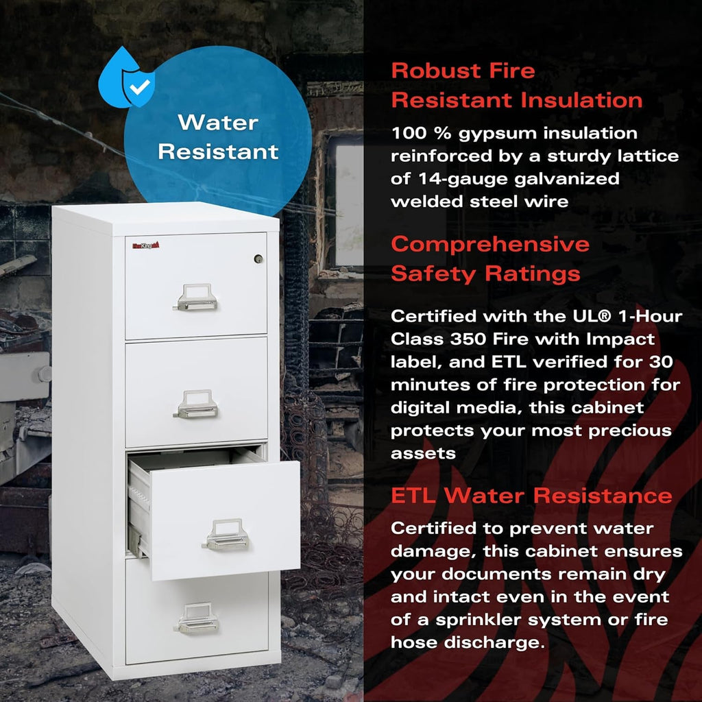 FireKing File Cabinet with Key Lock, Vertical 4 Drawer