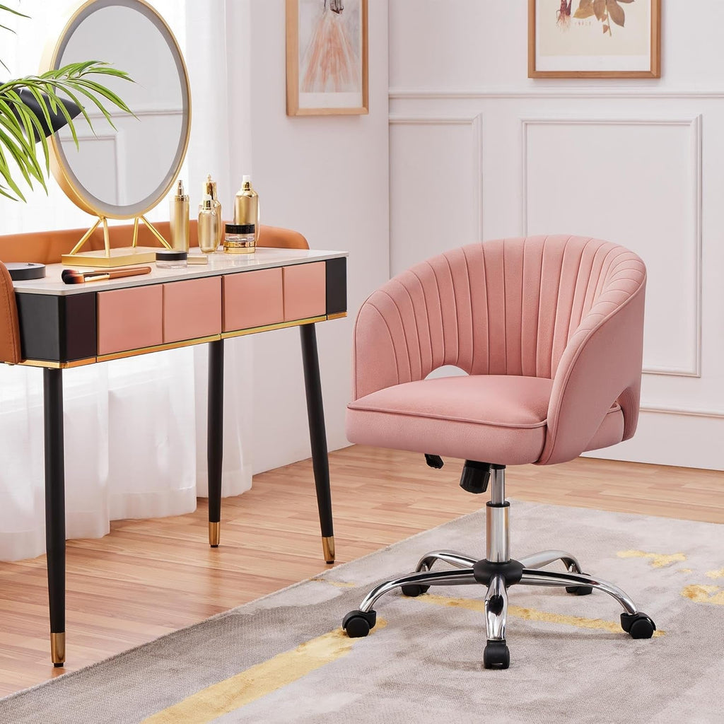 Pink Desk Chair Vanity Chair with Back Home Office Chair Cute Desk
