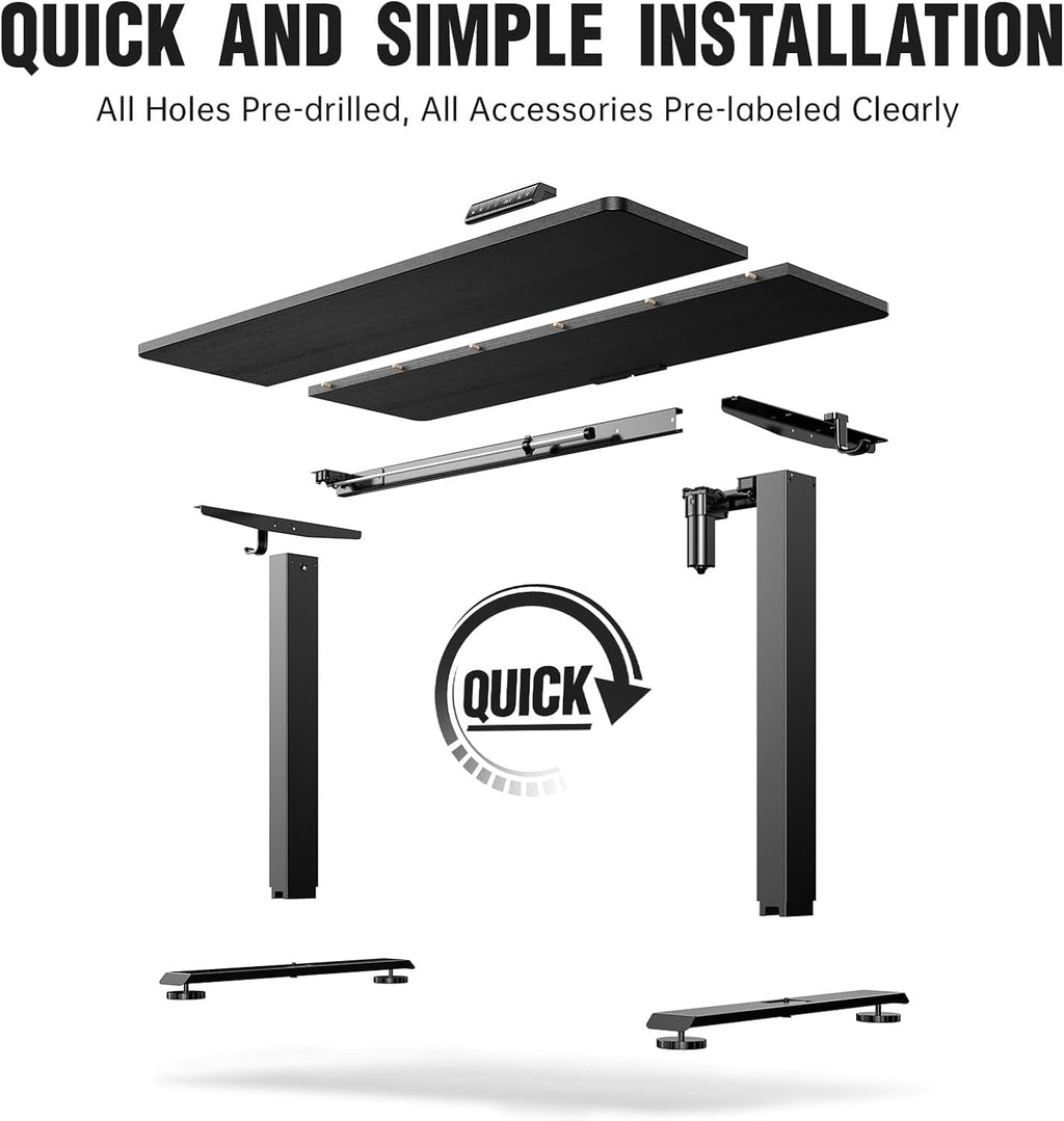Electric Standing Desk, Height Adjustable Sit Stand Up, Wood