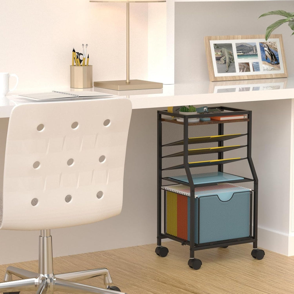 Rolling File Cart,  Desk Organizer on Lockable Wheels