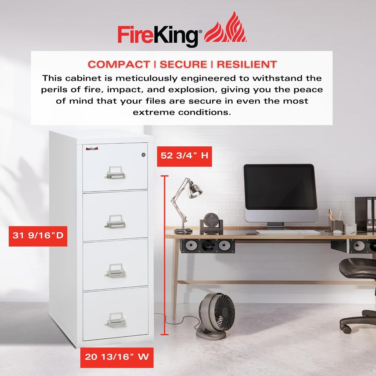 FireKing File Cabinet with Key Lock, Vertical 4 Drawer