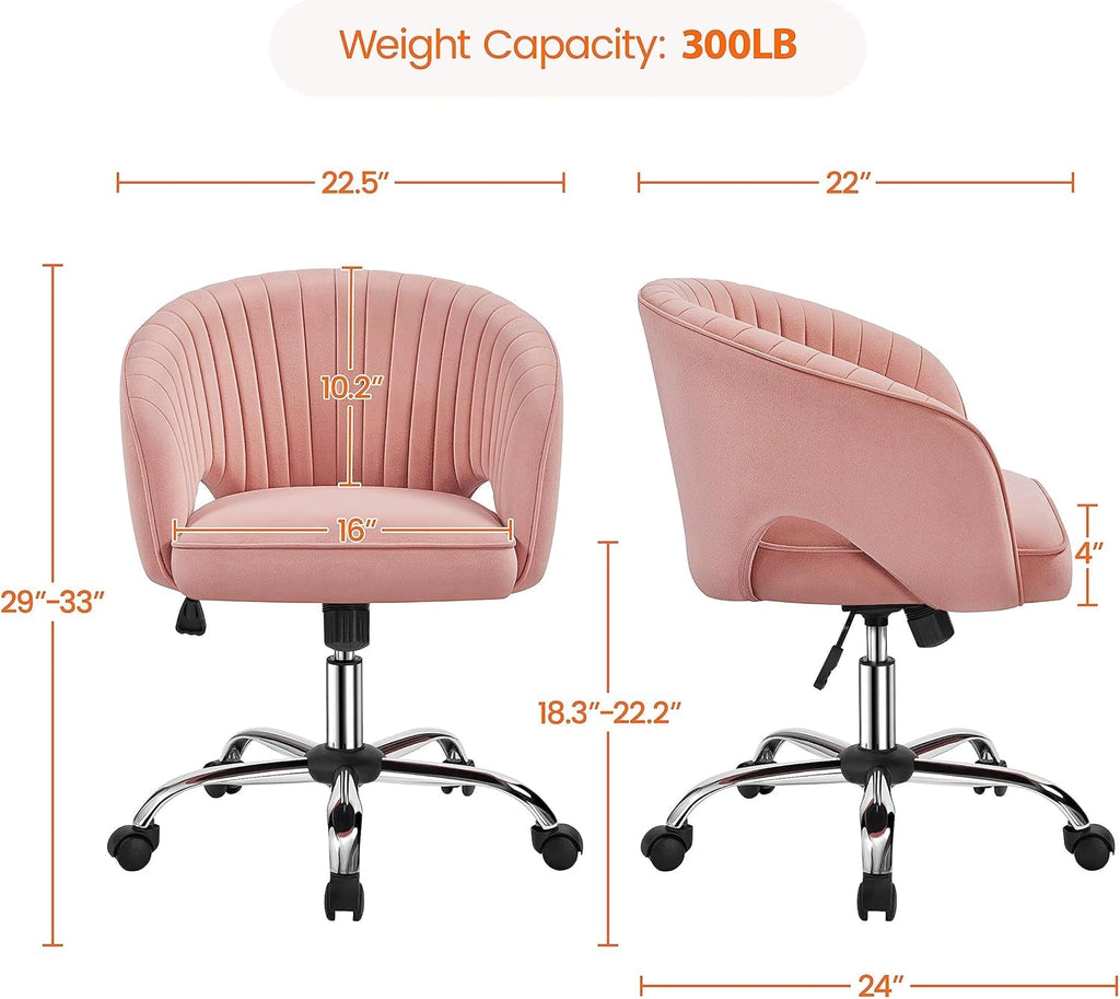 Pink Desk Chair Vanity Chair with Back Home Office Chair Cute Desk