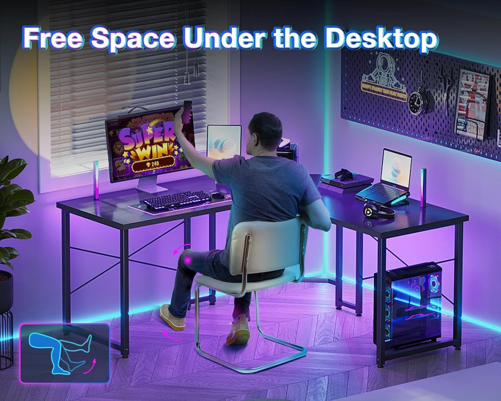 L Shaped Gaming Desk, Corner Desk Gaming Table for Home Office,