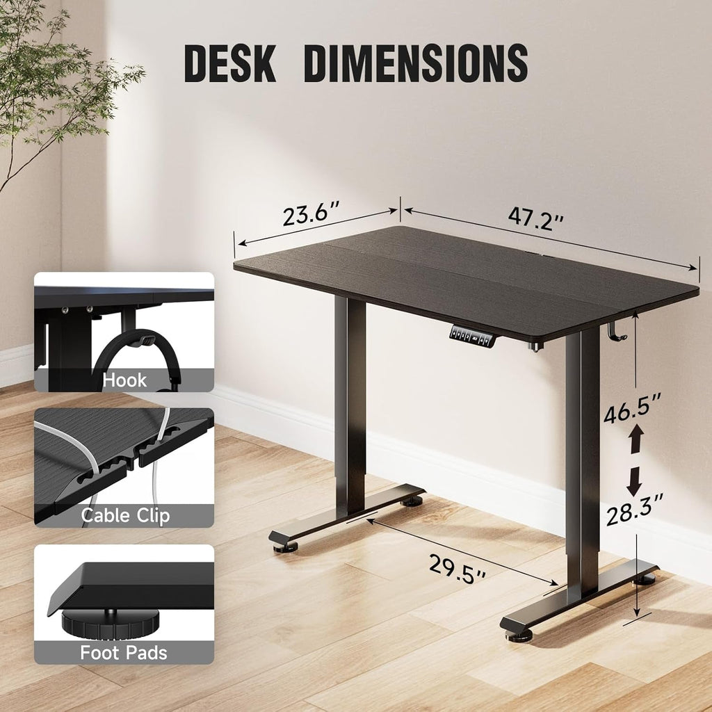 Electric Standing Desk, Height Adjustable Sit Stand Up, Wood