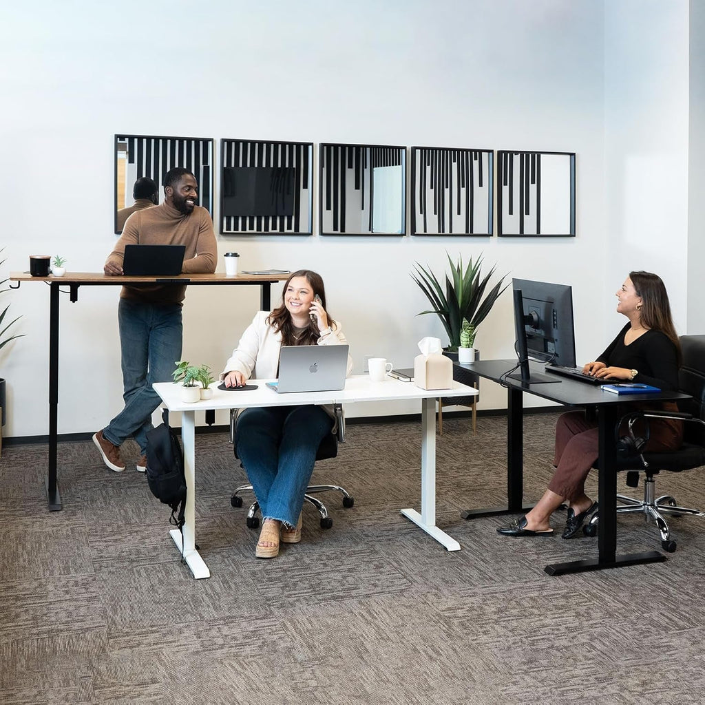 Electric Standing Desk, Height Adjustable Sit Stand Up, Wood