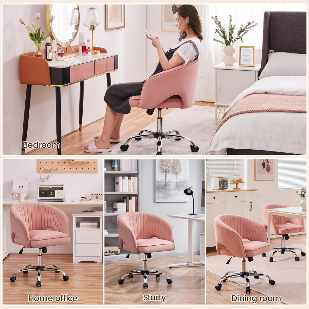 Pink Desk Chair Vanity Chair with Back Home Office Chair Cute Desk