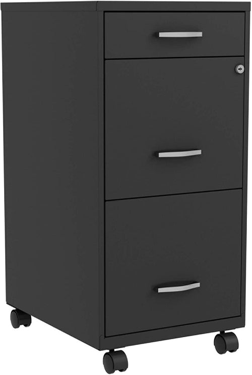 3-Drawer Mobile File Cabinet, Black