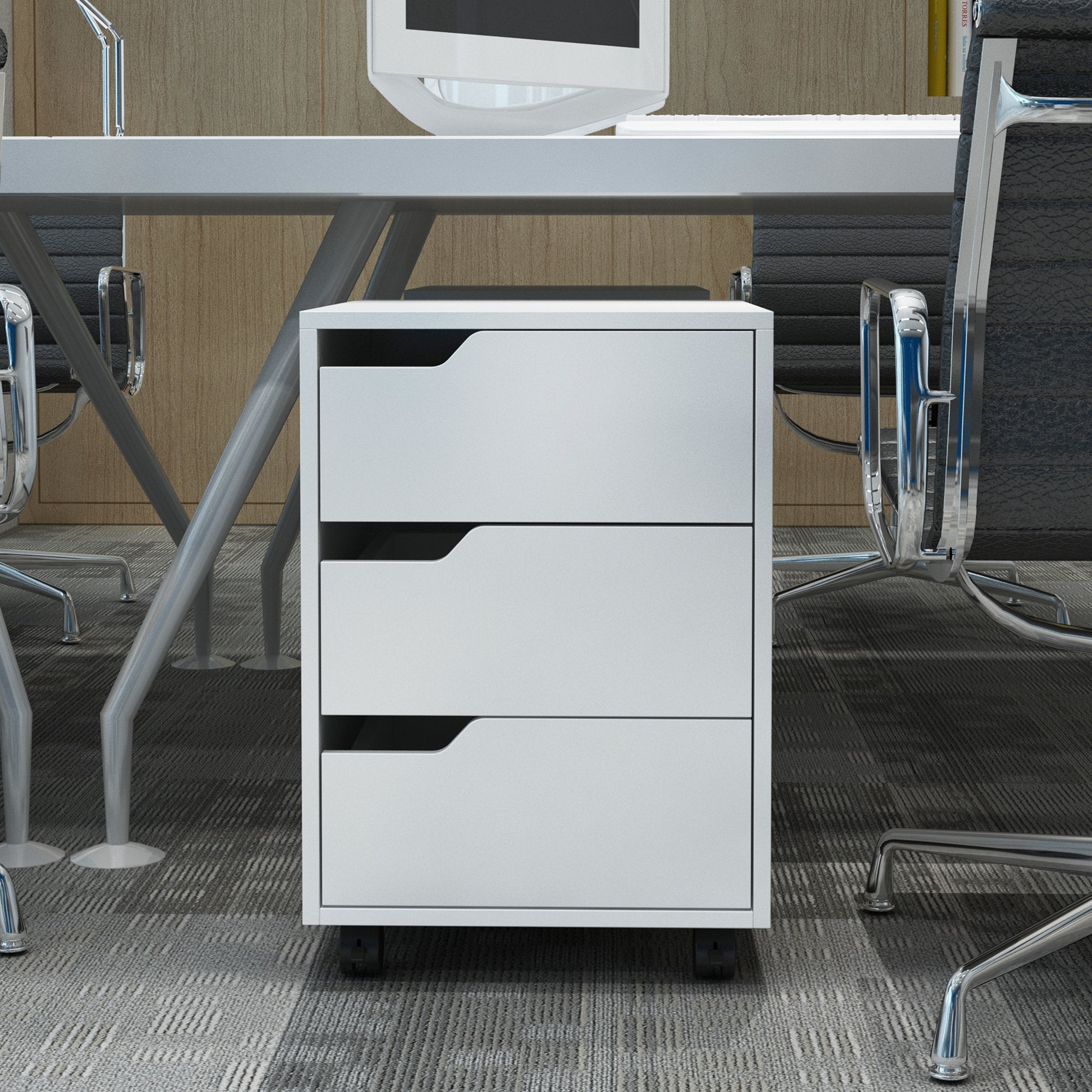 File Cabinet, Lockable Office Filing Cabinet With 3 drawers