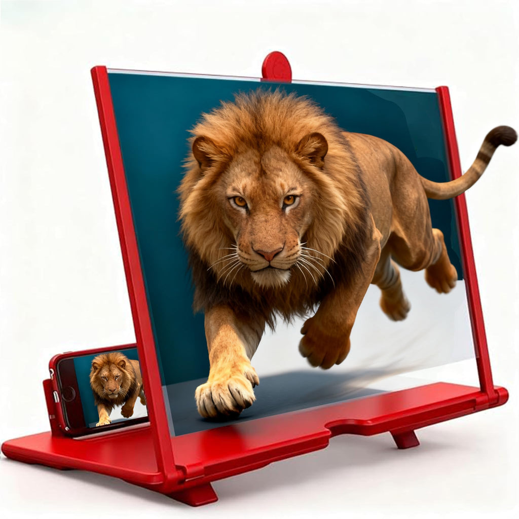 Screen Mobile Phone Magnifier, 2026 New 3D HD Screen Expander, Portable Enlarger Movies Gaming Video,Foldable Phone Stand with Movie Screen Amplifier,Compatible with All Phones (Black, 12inch)