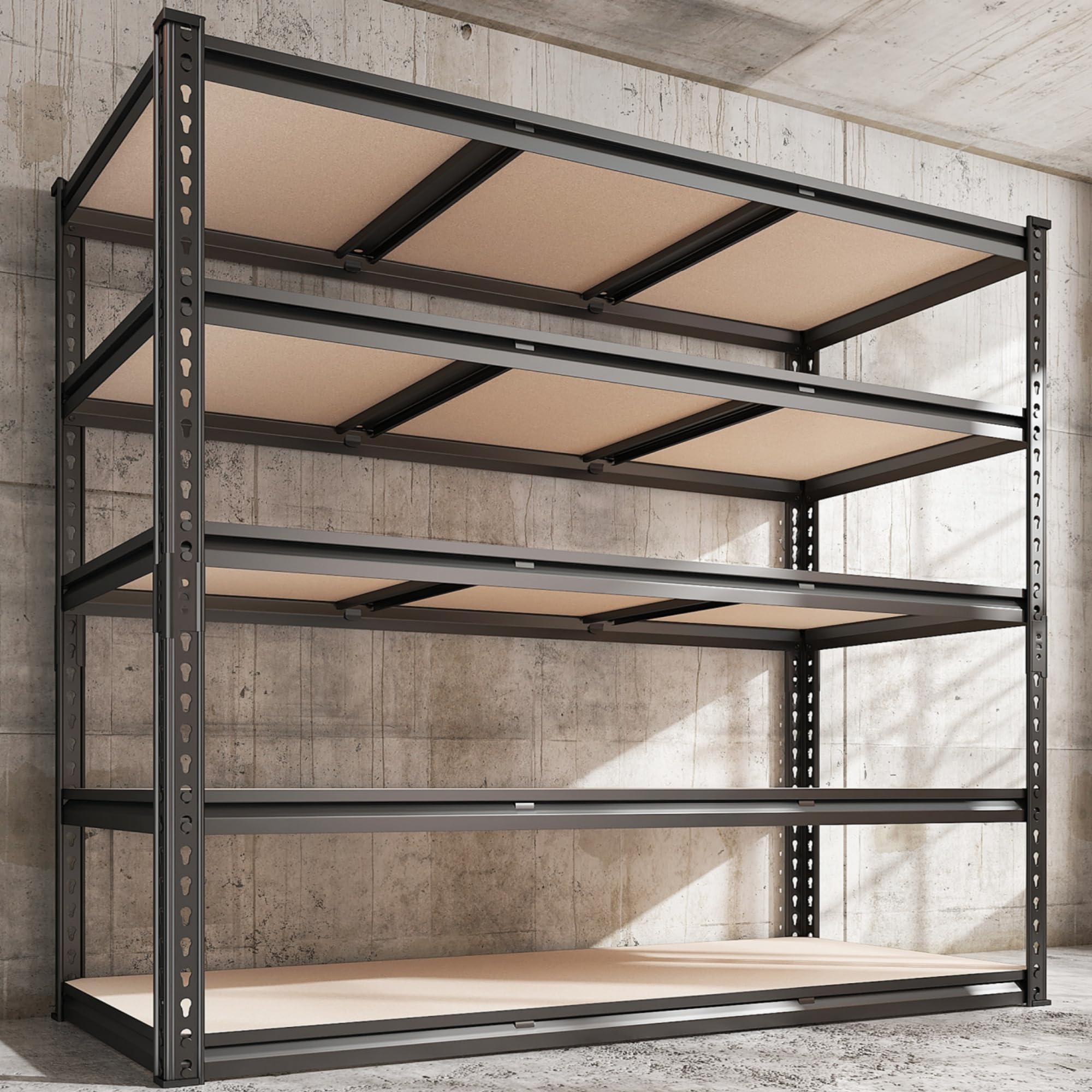 48" W Garage Shelving Heavy Duty, 2000LBS Storage Shelves, 4 Tier Adjustable Metal Shelves for Garage Shelving Sturdy Industrial Shelf, Easy Assemble, 48" W x 60" H x 18" D