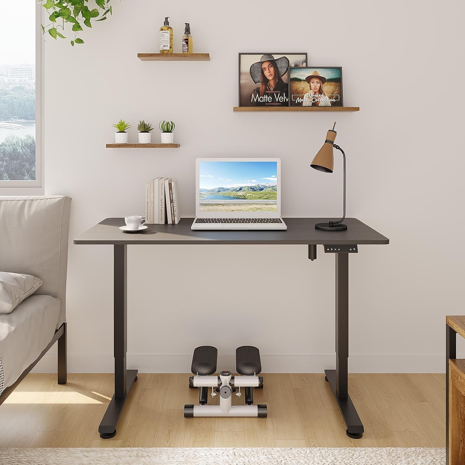 Electric Standing Desk, Height Adjustable Sit Stand Up, Wood