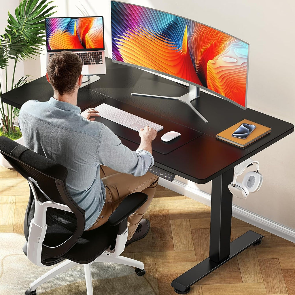Electric Standing Desk, Height Adjustable Sit Stand Up, Wood