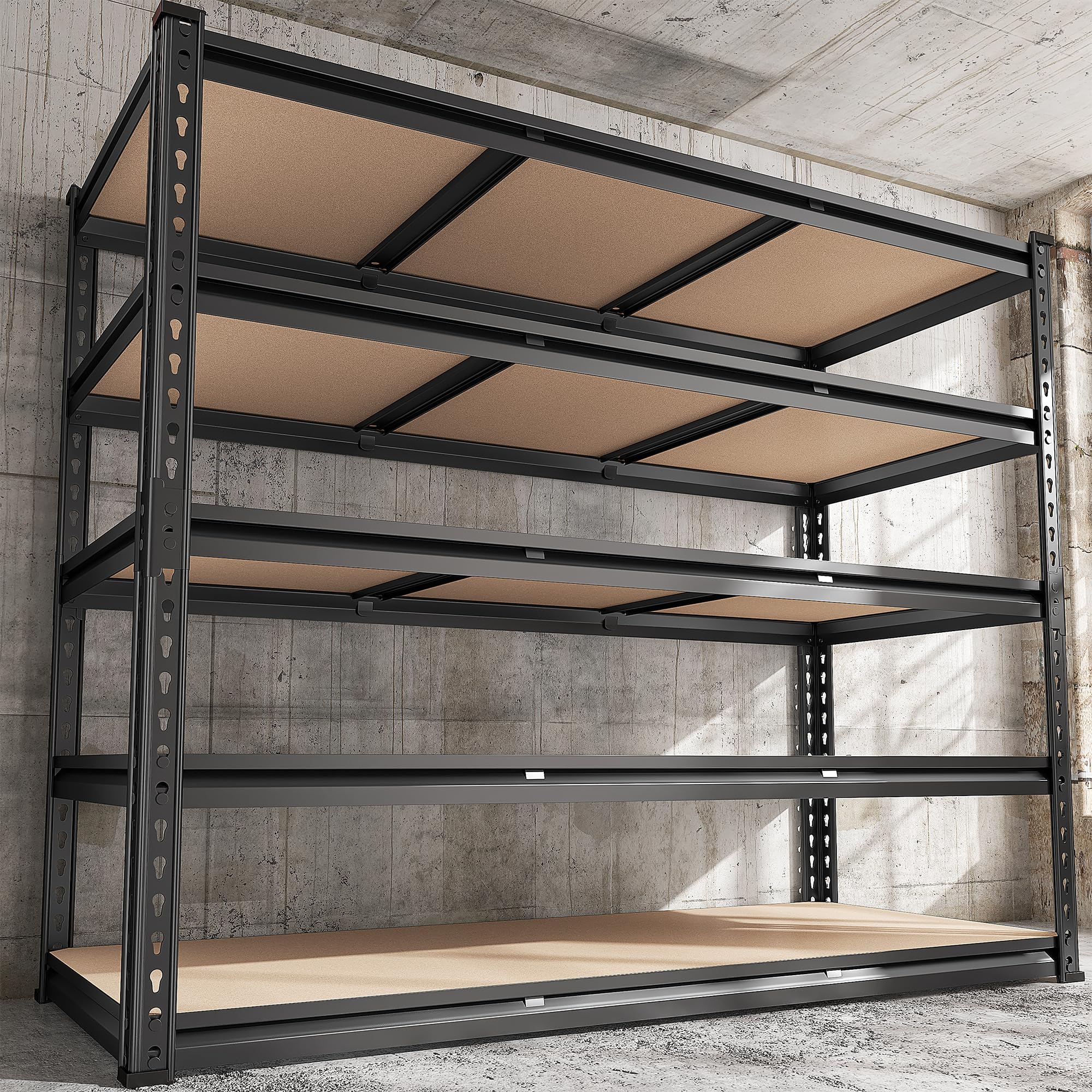 48" W Garage Shelving Heavy Duty, 2000LBS Storage Shelves, 4 Tier Adjustable Metal Shelves for Garage Shelving Sturdy Industrial Shelf, Easy Assemble, 48" W x 60" H x 18" D