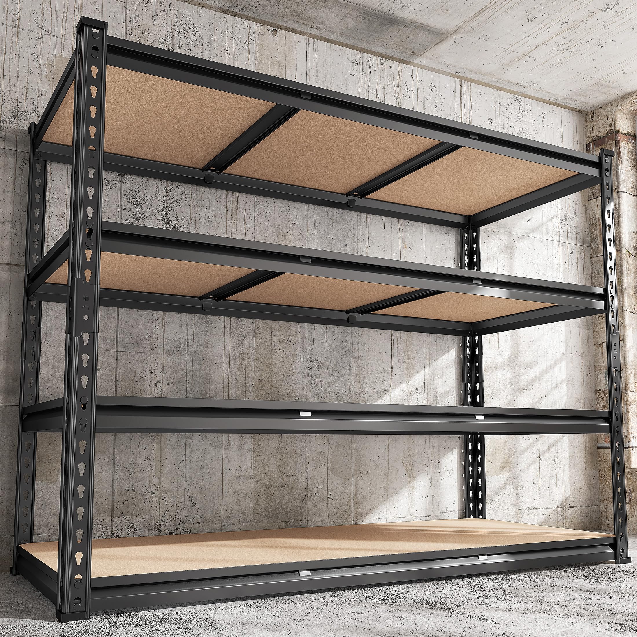 48" W Garage Shelving Heavy Duty, 2000LBS Storage Shelves, 4 Tier Adjustable Metal Shelves for Garage Shelving Sturdy Industrial Shelf, Easy Assemble, 48" W x 60" H x 18" D