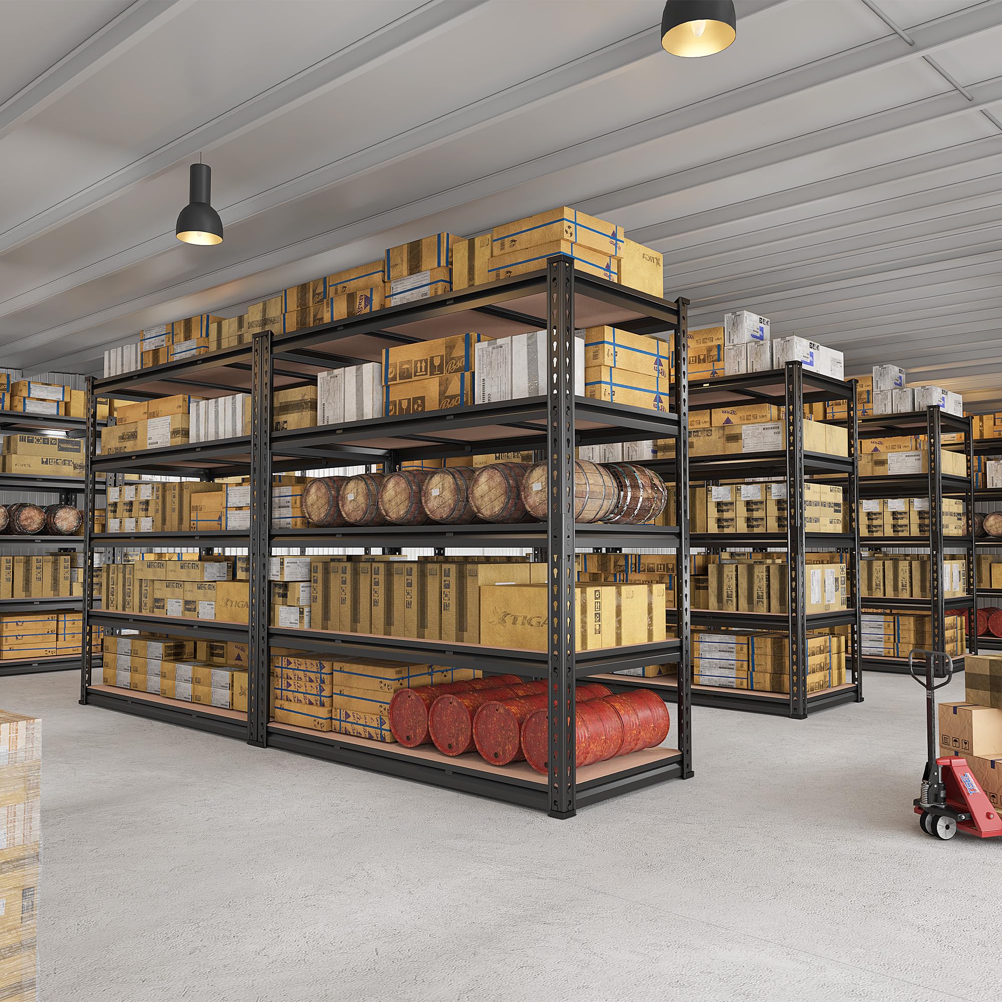 48" W Garage Shelving Heavy Duty, 2000LBS Storage Shelves, 4 Tier Adjustable Metal Shelves for Garage Shelving Sturdy Industrial Shelf, Easy Assemble, 48" W x 60" H x 18" D