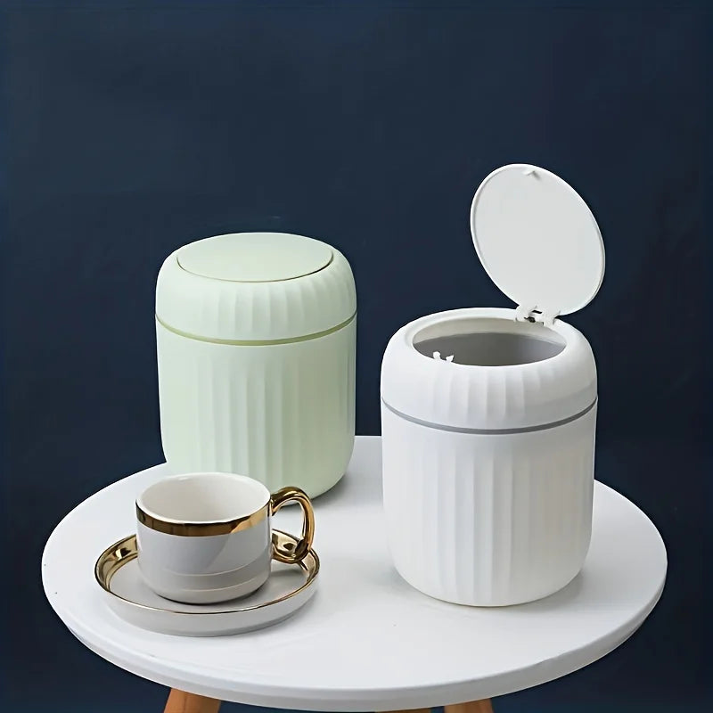 Mini Desktop Trash Can with Lid Garbage Waste Bin Organizer Bedroom