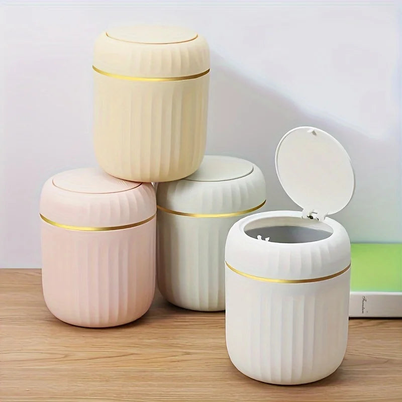 Mini Desktop Trash Can with Lid Garbage Waste Bin Organizer Bedroom