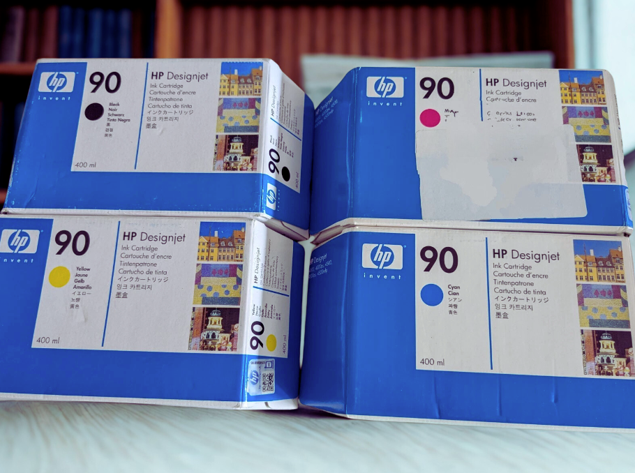 GENUINE SET HP 90 DESIGNJET INK (C5058A,C5065A,C5061A,C5063A)