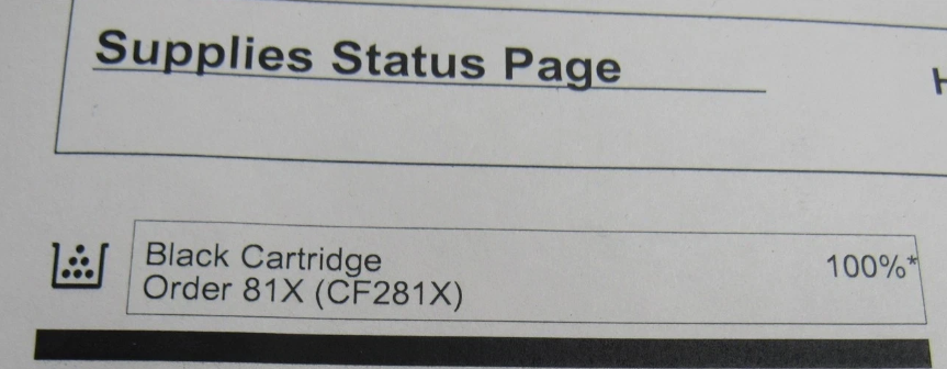 Genuine HP 81X/CF281X Black Toner – High Yield –Lightly Used – Low Page Count