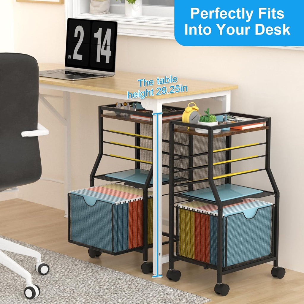 Rolling File Cart,  Desk Organizer on Lockable Wheels
