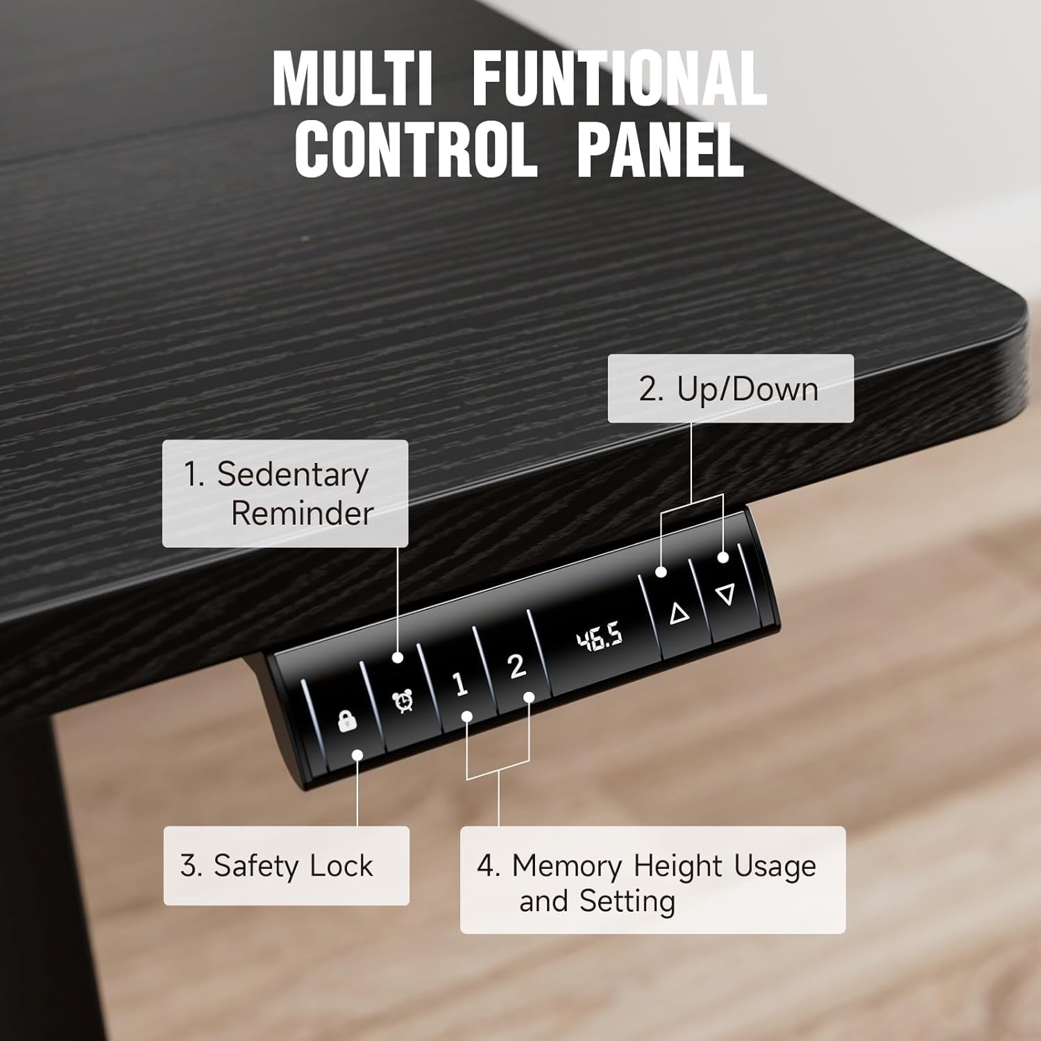 Electric Standing Desk, Height Adjustable Sit Stand Up, Wood