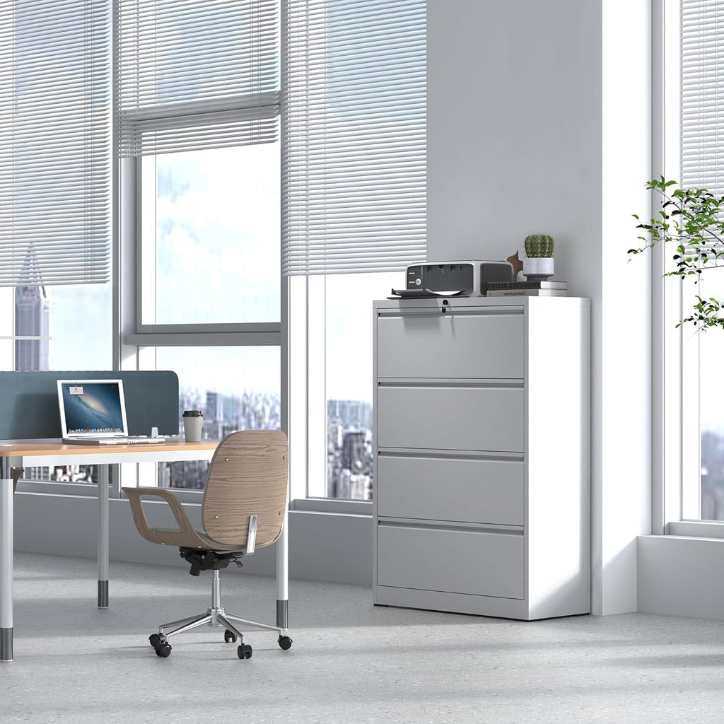 Lateral File Cabinet 4 Drawer, Metal File Cabinets for Home Office