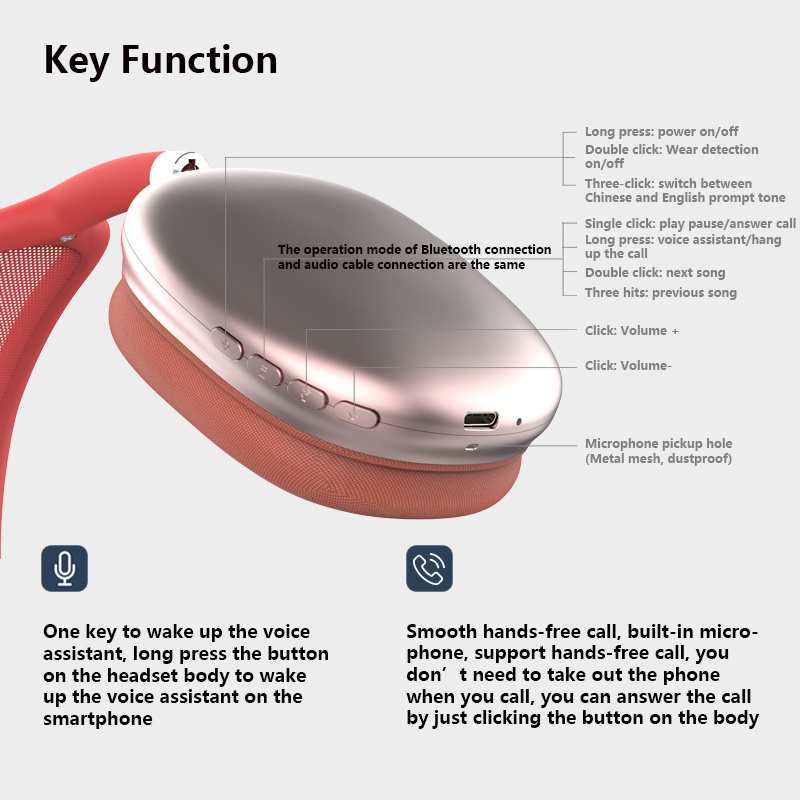 Wireless Bluetooth Headphones with in Ear Detect Function