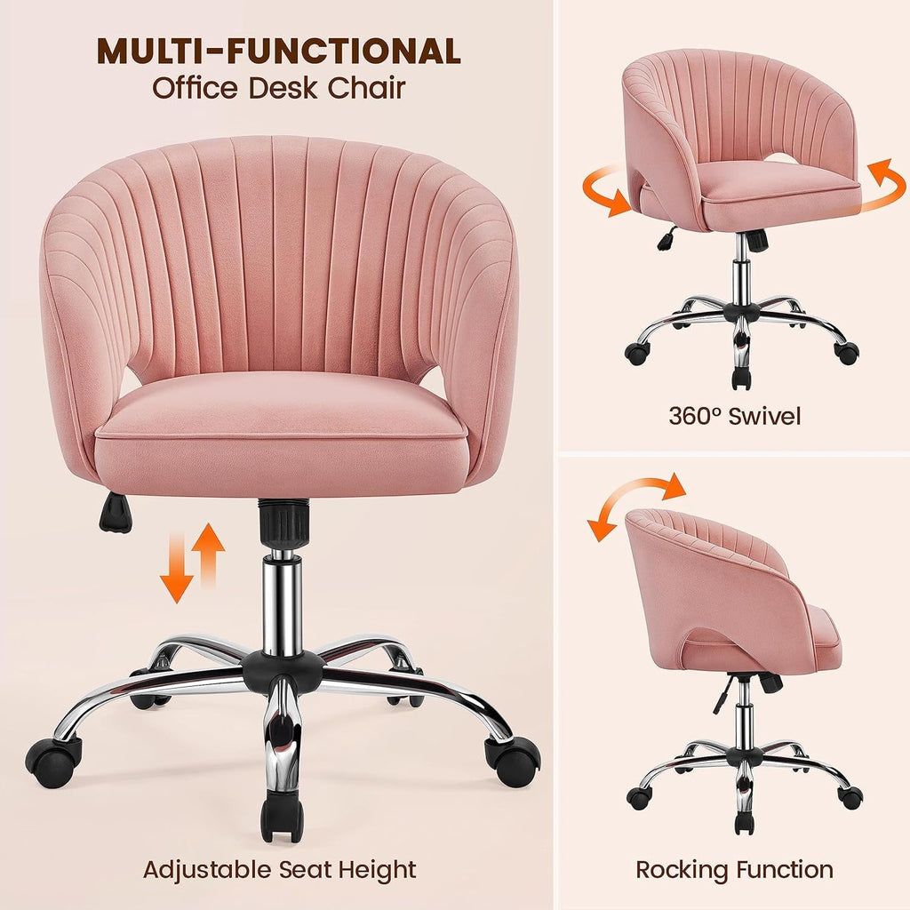 Pink Desk Chair Vanity Chair with Back Home Office Chair Cute Desk