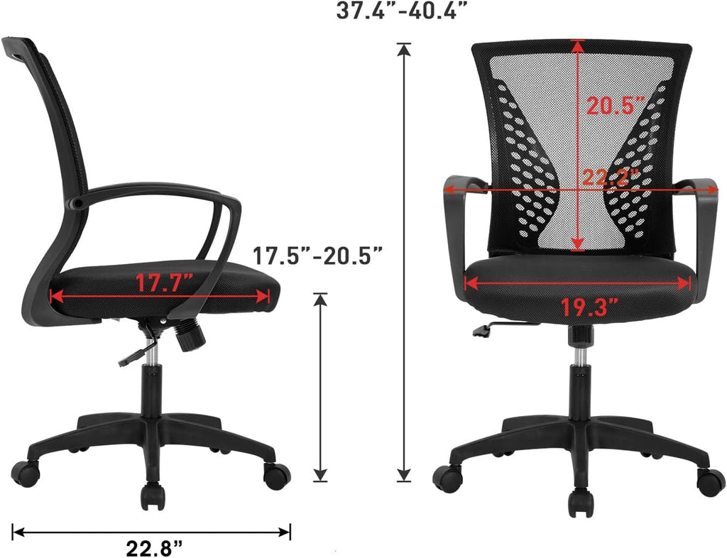 Home Office Chair Mid Back PC Swivel Lumbar Support Adjustable Desk