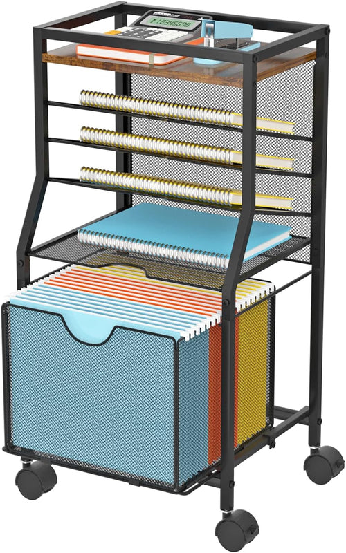 Rolling File Cart,  Desk Organizer on Lockable Wheels